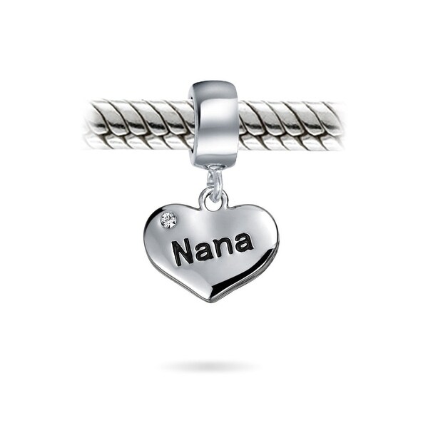Sterling SilverI Love Dancing Heart Word Dangle Charm Bead For Bead Charm Bracelet