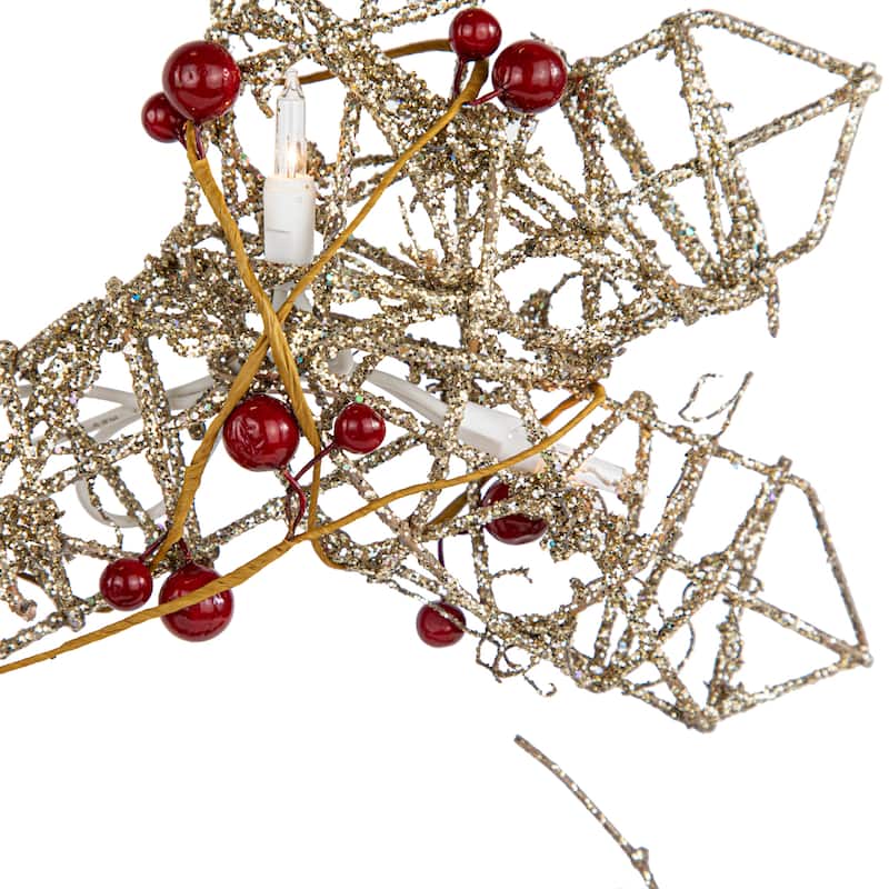 19" Silver Glittered Berry Rattan Snowflake Christmas Window Decor