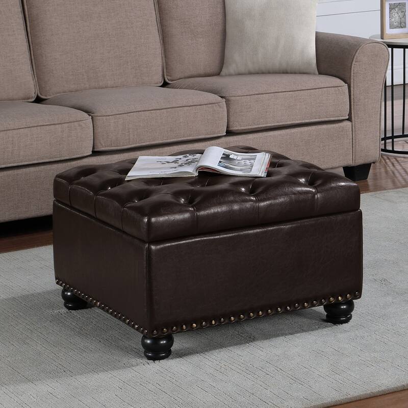 Ottoman Coffee Table with Built-in Storage for Living Room, with Upholstered Top and Stylish Modern Design