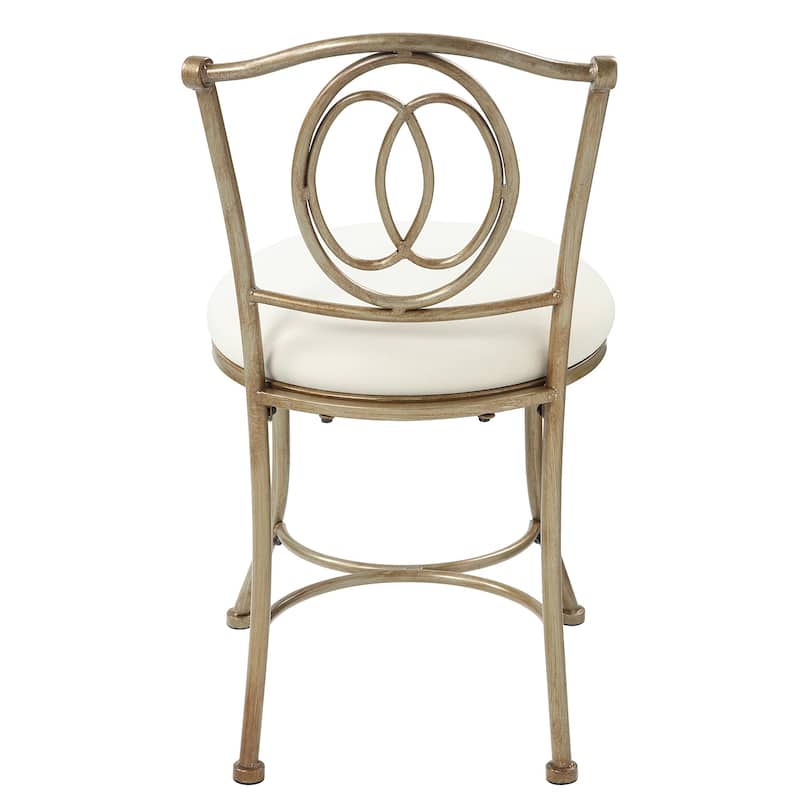 Azalea Park Golden Bronze Upholstered Iron Vanity Stool - Golden Bronze & Creamy White - 16.14 W x 20.08 D x 30.12 H"