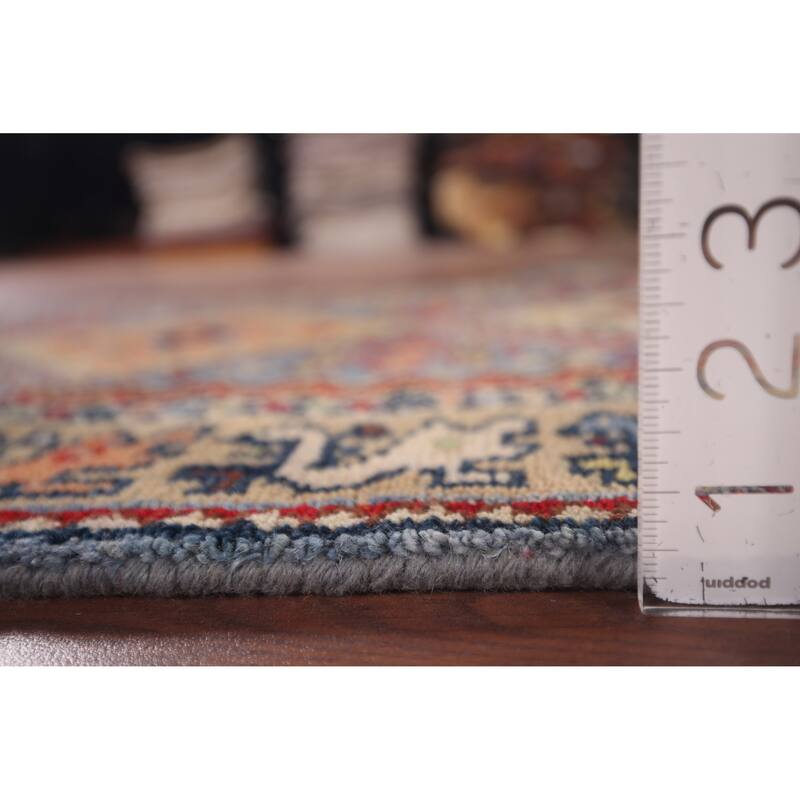 Light Blue Kazak Oriental Runner Rug Handmade Wool Carpet - 2'7"x 8'0"