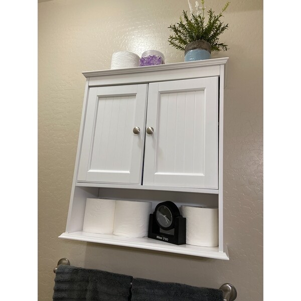 Spirich Bathroom Wall Spacesaver Storage Cabinet Over The Toilet With Door Wooden White Overstock 32620437