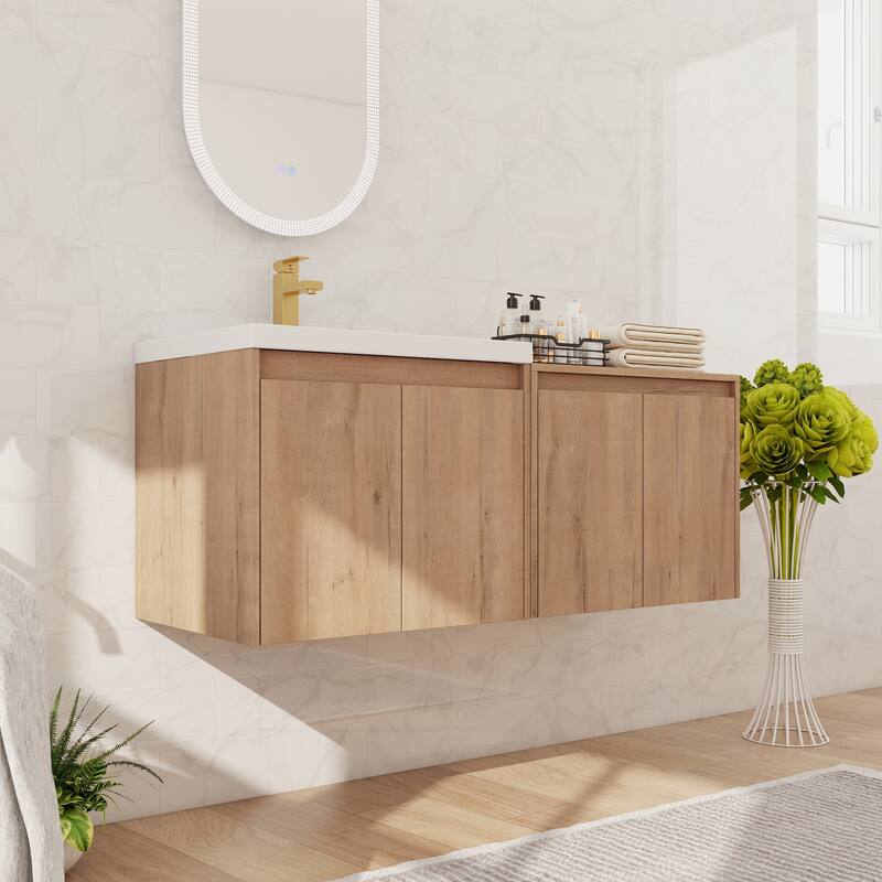 Beingnext 24"/36"/48"/60" Bathroom Vanity with Resin Sink, Floating Bathroom Vanity with Soft Close Doors