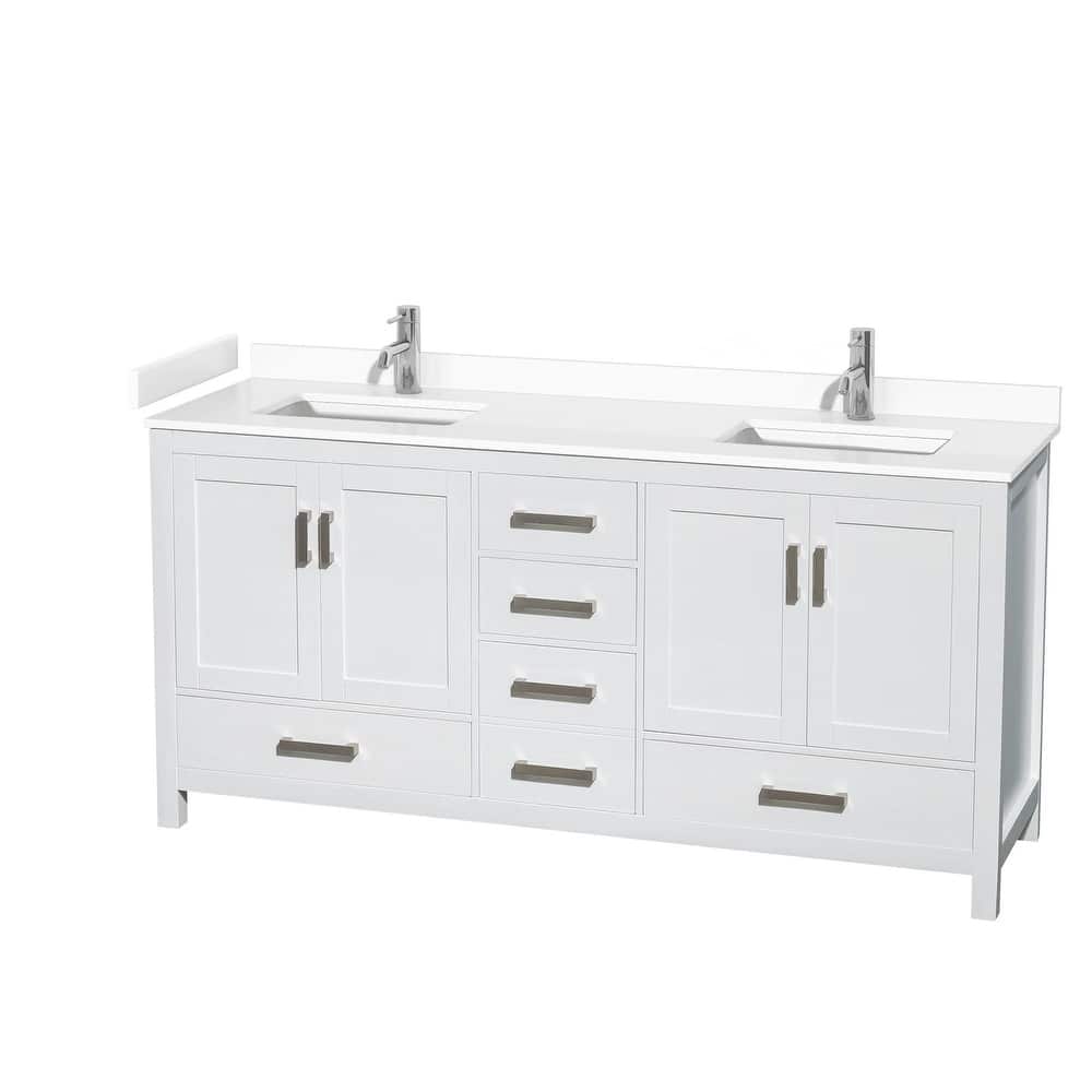 Wyndham Collection Sheffield 72" Double Bathroom Vanity, Carrara
