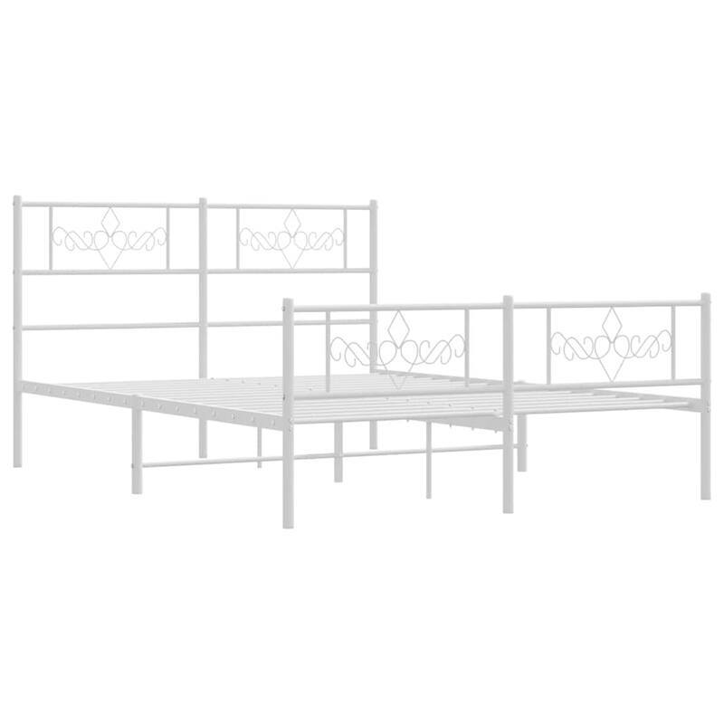 vidaXL 12 Inches White Queen Metal Bed Frame No Mattress - 81.5" x 61.4" x 35.4"