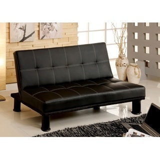 Faux Leather Upholstered Futon Sofa in Black - Bed Bath & Beyond - 34326233