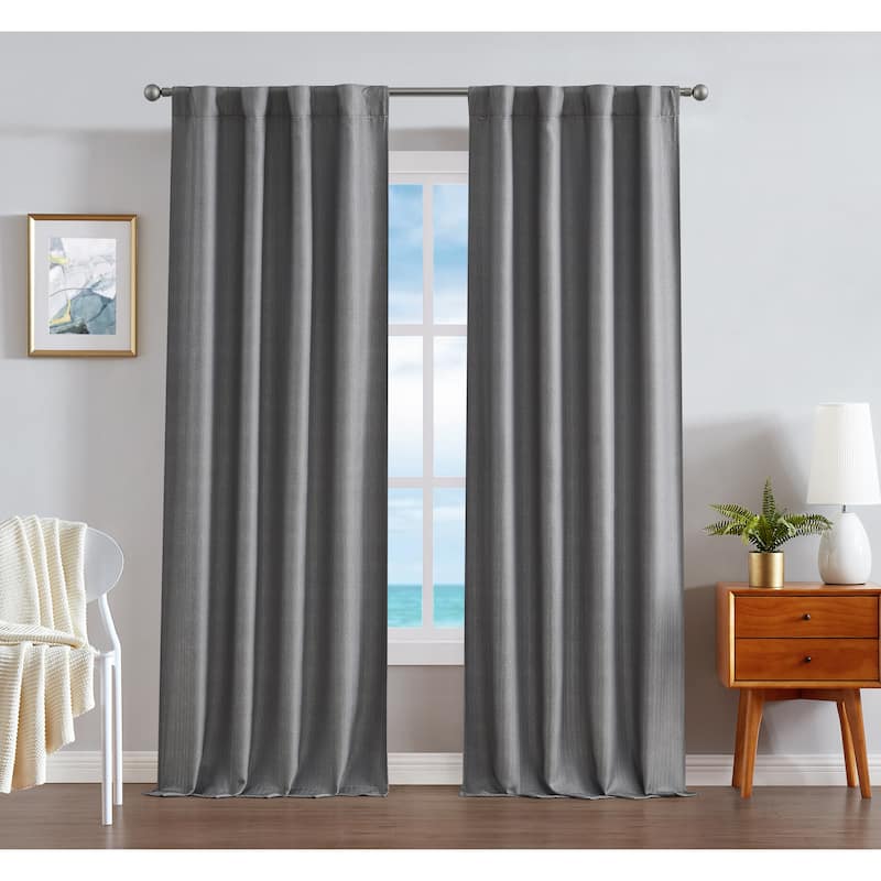 Nautica Virginia Ultimate Blackout Back Tab Window Curtain Panel Pair - 76" x 108" - Charcoal