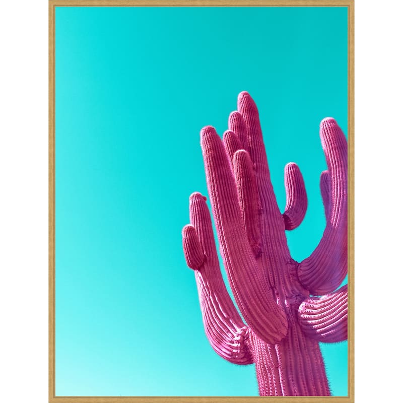Magenta Pink Saguaro by Tom Windeknecht Framed Canvas Wall Art Print - Sylvie Bright Gold