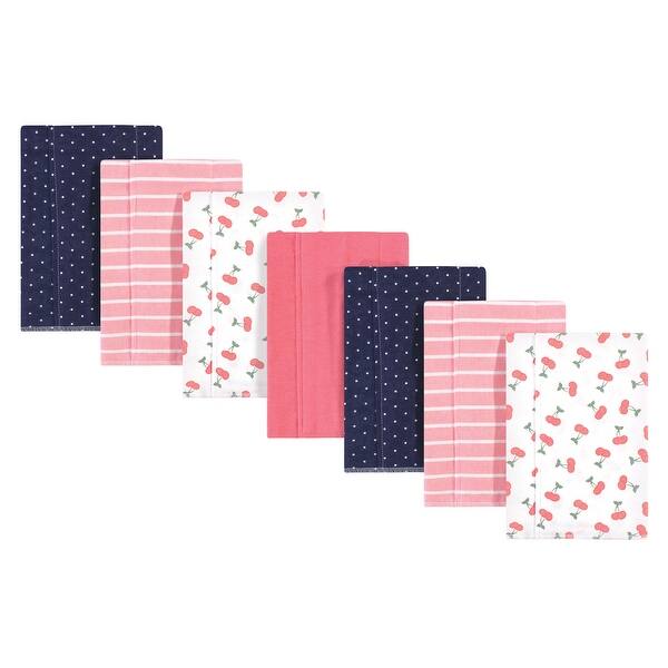 slide 1 of 1, Hudson Baby Infant Girl Cotton Flannel Burp Cloths 7pk Set, Cherry, One Size - Cherry - One Size One Size - Cherry