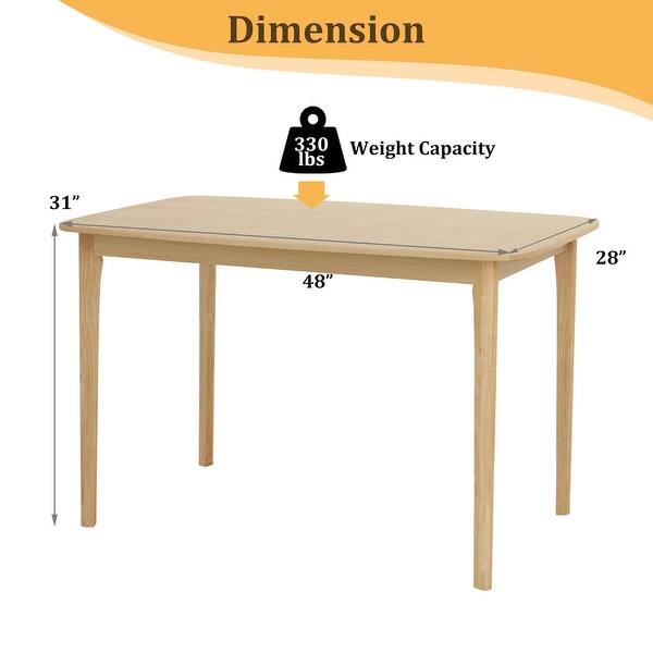 48'' Wooden Dining Table Rectangular Kitchen with Solid Wood Legs - Bed ...