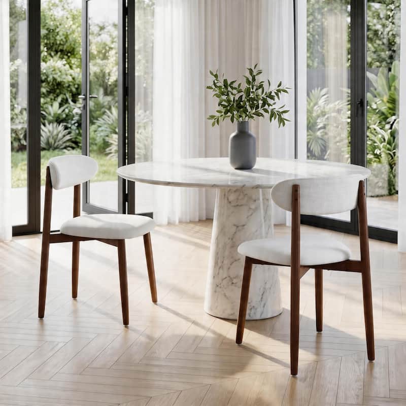 Modern Upholstered Linen Kitchen Dining Chair - 2-Piece - Beige