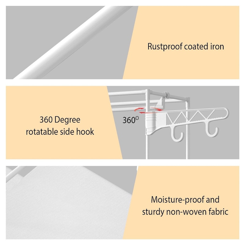 4 Tier Closet Organizer Shelf with Hanging Rod and Fabric Shelves