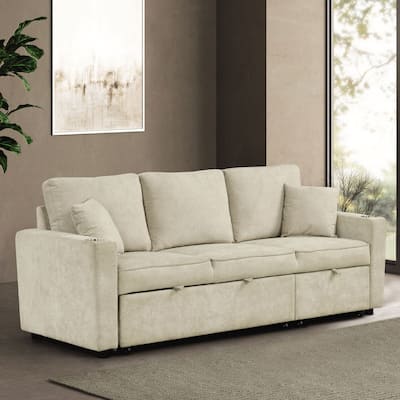 Furniture of America Durem Modern Space-Saving Sleeper Sofa Sectional with Cup Holders