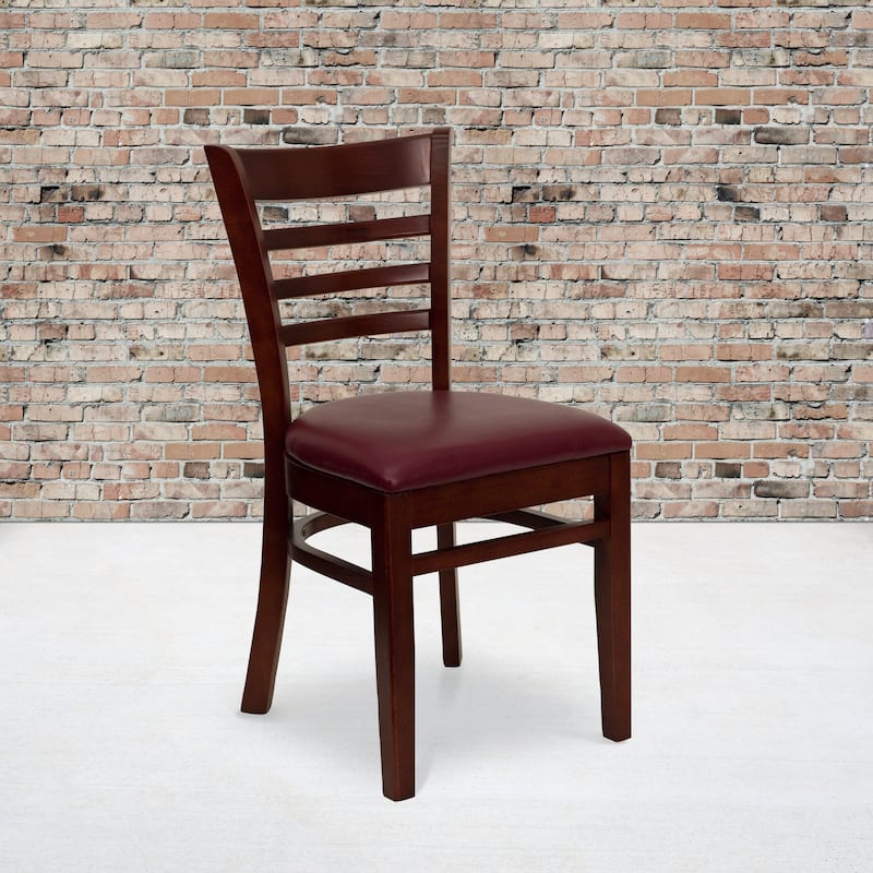 Ladder Back Wooden Restaurant Chair - 17.5"W x 20"D x 33.75"H