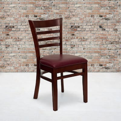 Ladder Back Wooden Restaurant Chair - 17.5"W x 20"D x 33.75"H