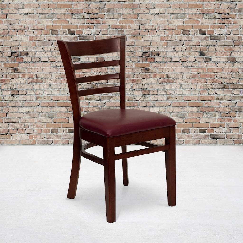 Ladder Back Wooden Restaurant Chair - 17.5"W x 20"D x 33.75"H