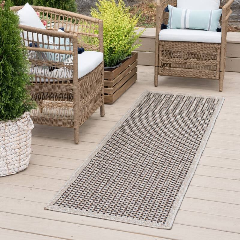 Dennis Coastal Windowpane Indoor/Outdoor Area Rug
