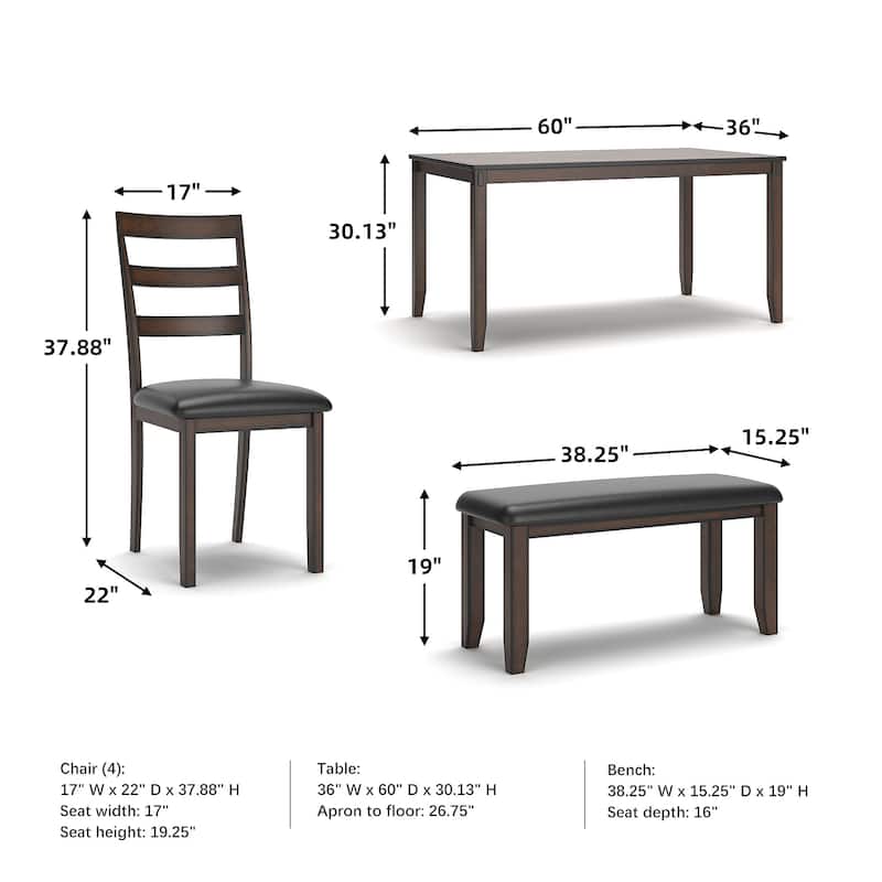 Coviar Brown 6-Piece Dining Room Table Set