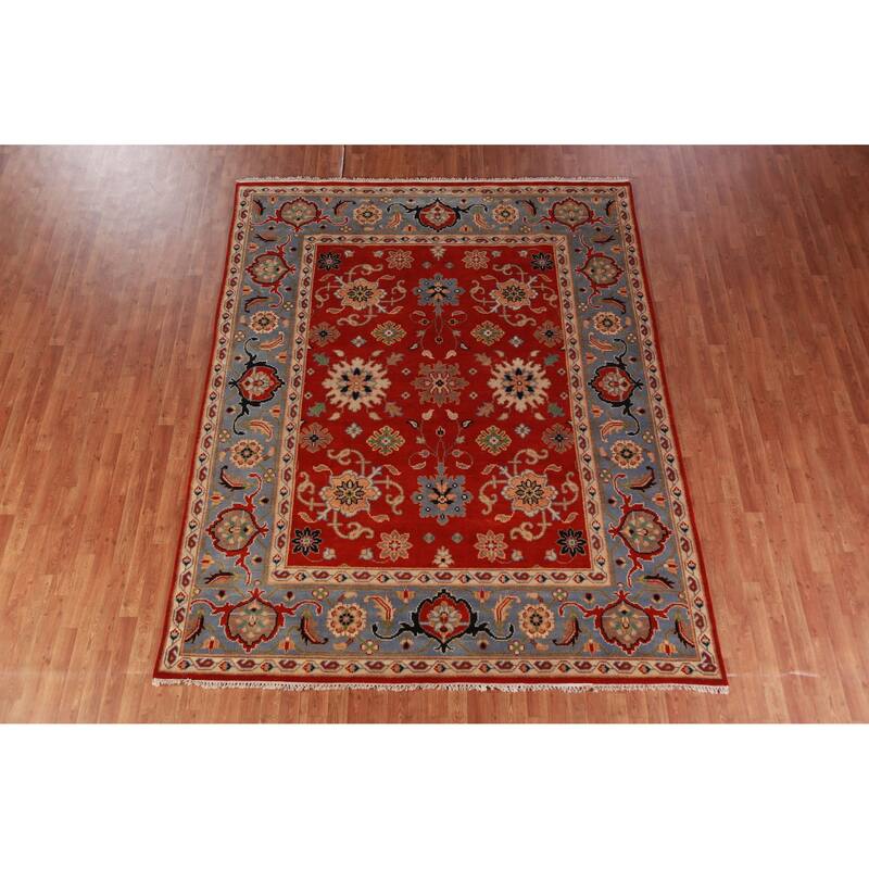 Hand Knotted Oriental 100% Wool Carpet Traditional Floral Red Heriz (serapi) Area Rug - 10' 0'' X 7' 11''