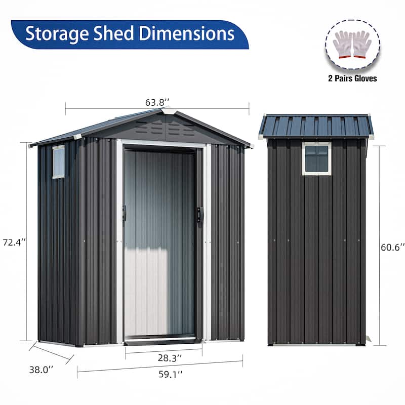 Futzca Outdoor Storage Shed with Ventilation, Multi-Purpose Tool Shed