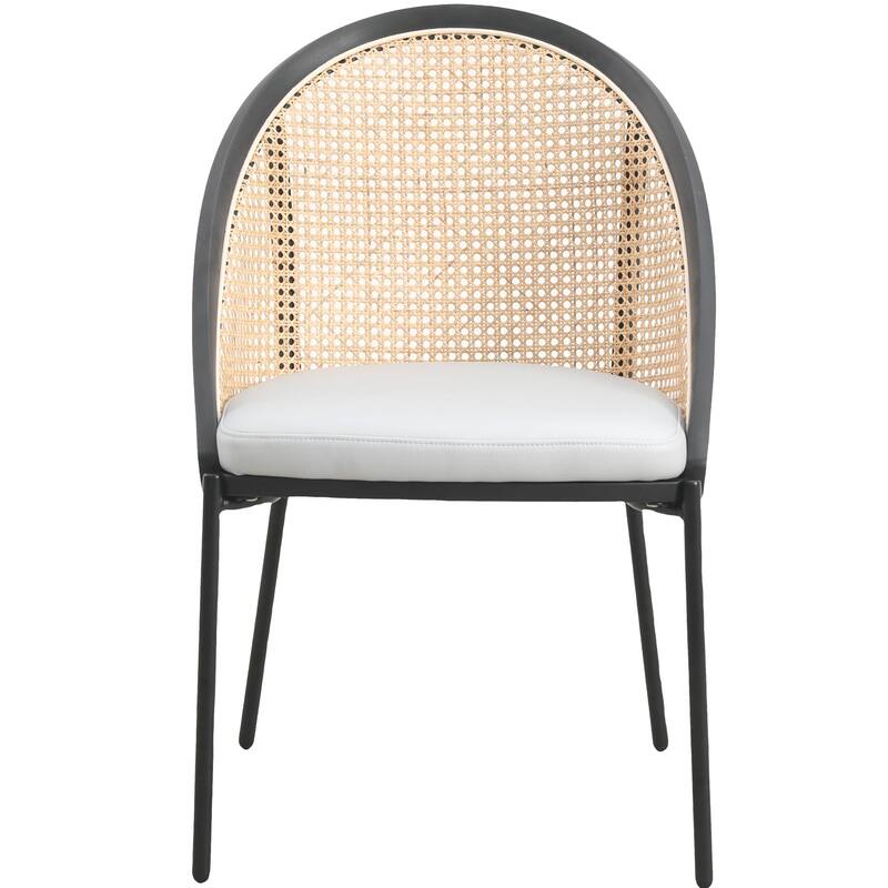 Urbane Modern Stylish Dining Chair with Vinyl Fabric Seat and Wicker Back for Dining Room & Kitchen, Set of 4