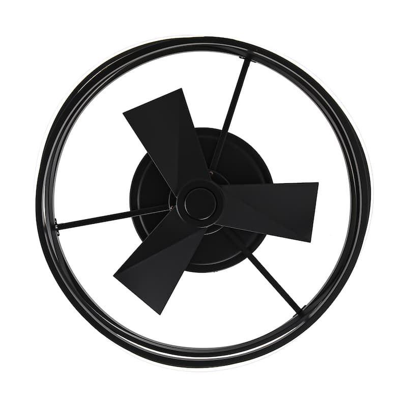 20-inch Matte Black Small Low Profile Ceiling Fan with Light and Remote - 20-inch W x 7-inch H
