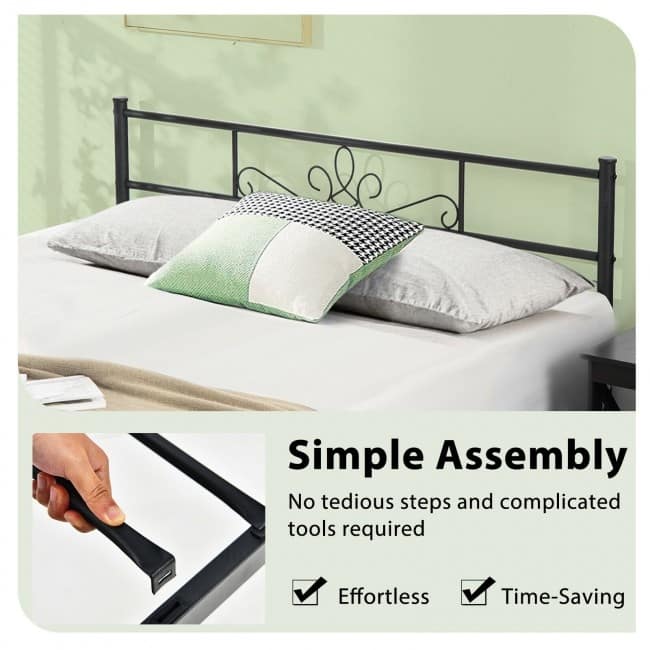 Metal Bed Frame with Headboard and Footboard