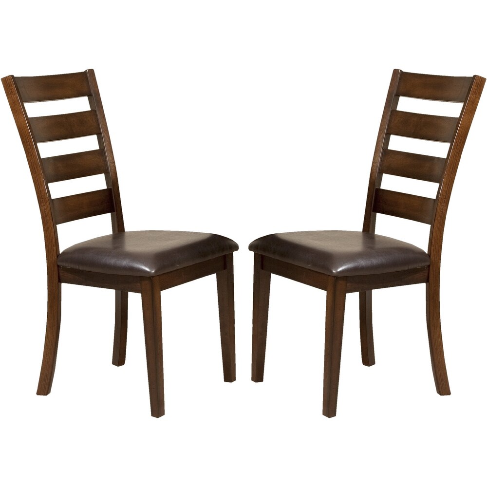 Benzara Wooden Slat Back Chair with Straight Feet, Set of 2, Honey Brown