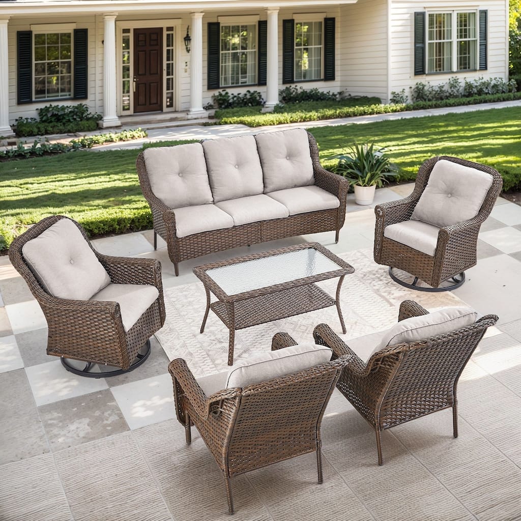 Outside Swivel Chiar with Sofa Arm Chair Table Set