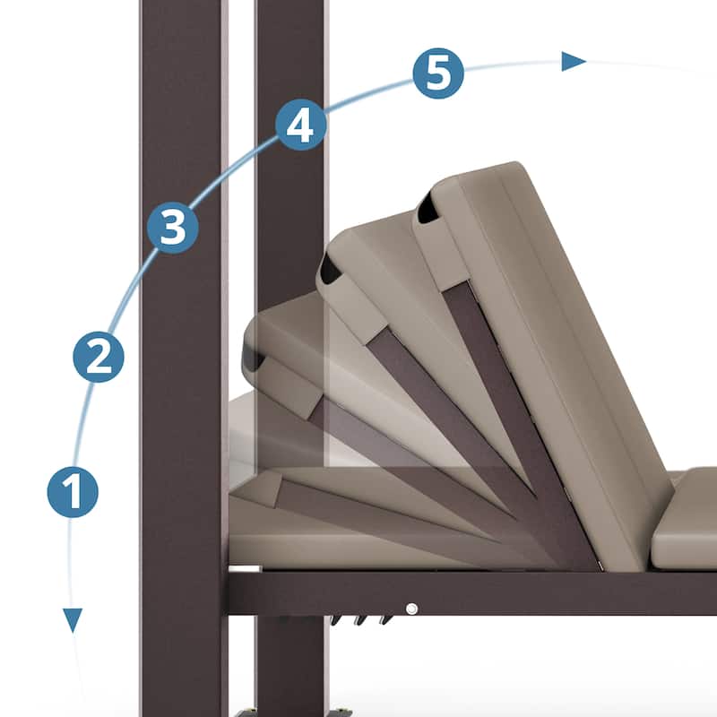 Outdoor Patio Daybed With Canopy, Double Chaise Lounge Sunbed With Adjustable Seats, Aluminum Outdoor Patio Sunbed For Garden