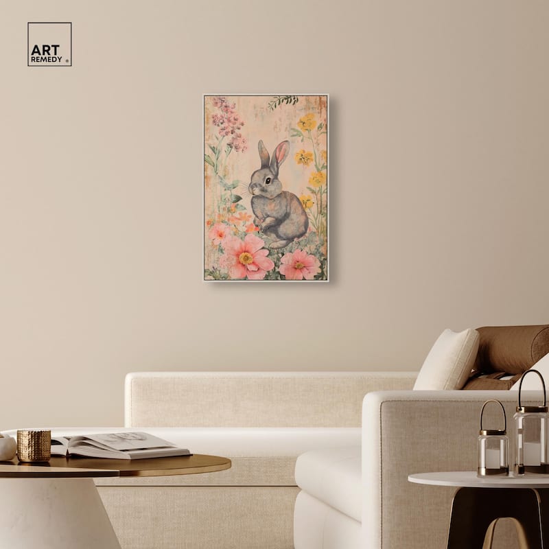 Floral Bunny Canvas by Art Remedy