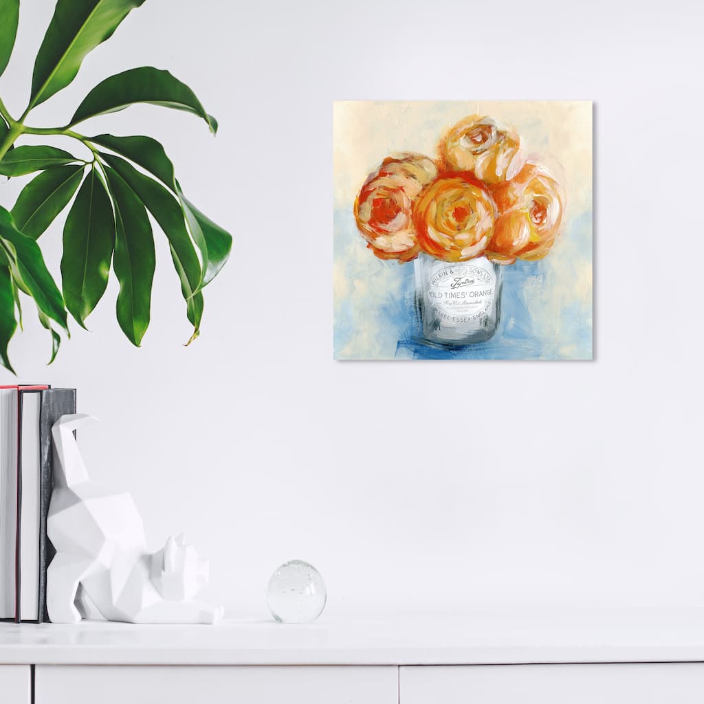 Wynwood Studio Canvas Floral and Botanical Orange Juice Custom Blue and Modern & Contemporary Wall Art Canvas Print