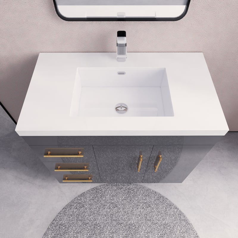 Eliza 36'' Freestanding Vanity(Left Drawers) with Single Sink