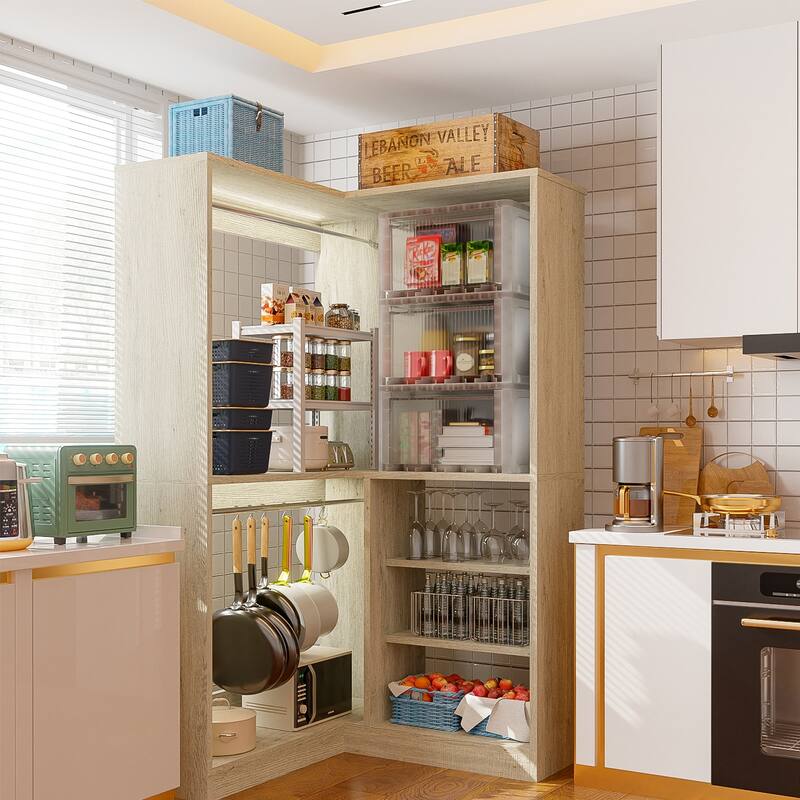 Cimly 35.4'' Coner Closet Organizer with Hanging Rods, Space-saving Closet System with Storage Shelves