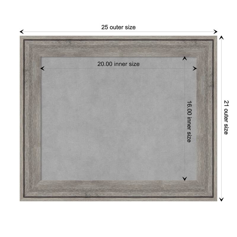 Amanti Art Regis Barnwood Grey Framed Magnetic Board - Board Size 20x16
