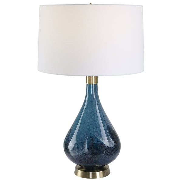 slide 2 of 6, Glass Vase Style Table Lamp with Tapered Shade - 27.75" - Blue