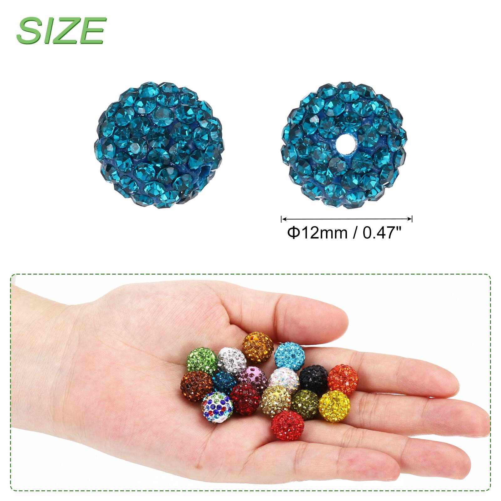Rhinestone Beads for Jewelry Making, Bling Disco Bead Sparkle Diamond Clay Beads for Necklace Bracelet Christmas