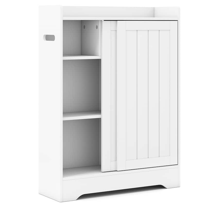 Gymax Bathroom Floor Cabinet w/2 Sliding Doors & Adjustable Shelves