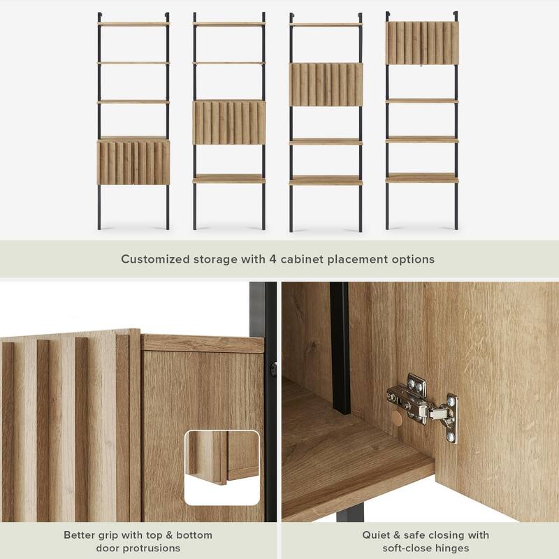mopio Norwin 5-Tier Ladder Shelf, 3-Tier Ladder Shelf Cabinet & Ladder Desk Cabinet
