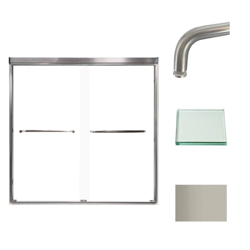 Cara 59 in. W x 60 in. H Sliding Semi-Frameless Shower Door with Clear Glass - 57.75-59-in W x 60-in H