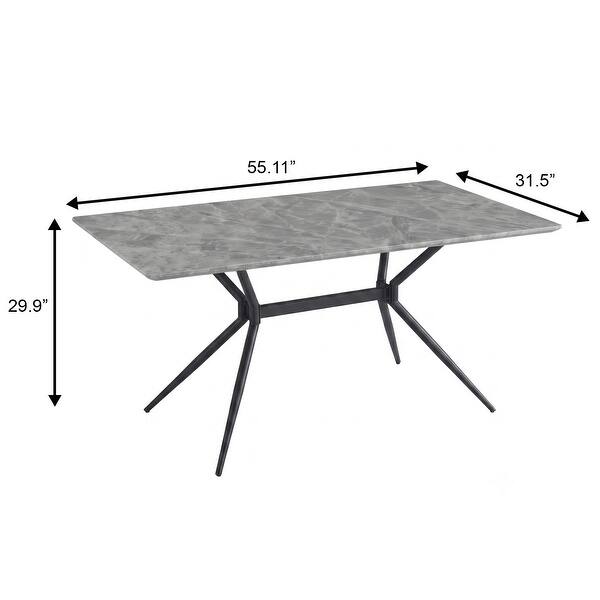 dimension image slide 7 of 20, Elega Modern Sintered Stone Dining Table Modern Trestle Base Powder-Coated Steel Frame Kitchen Table - 47"-71"