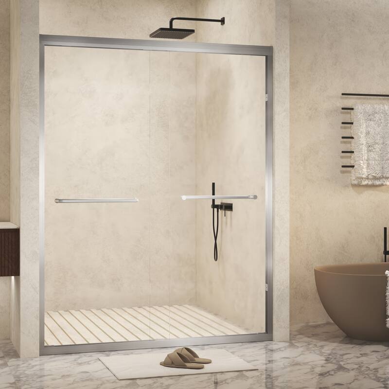 Double Sliding Framed Shower Door in Matte Black Finish