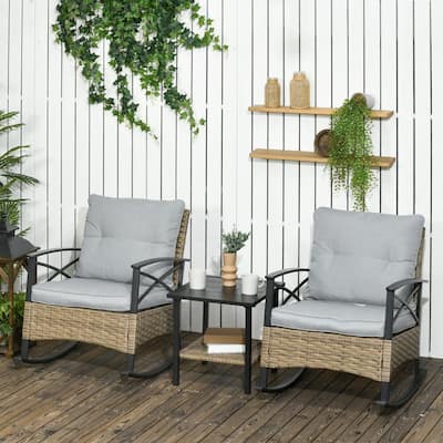 3 Piece Patio Rocking Chair Set