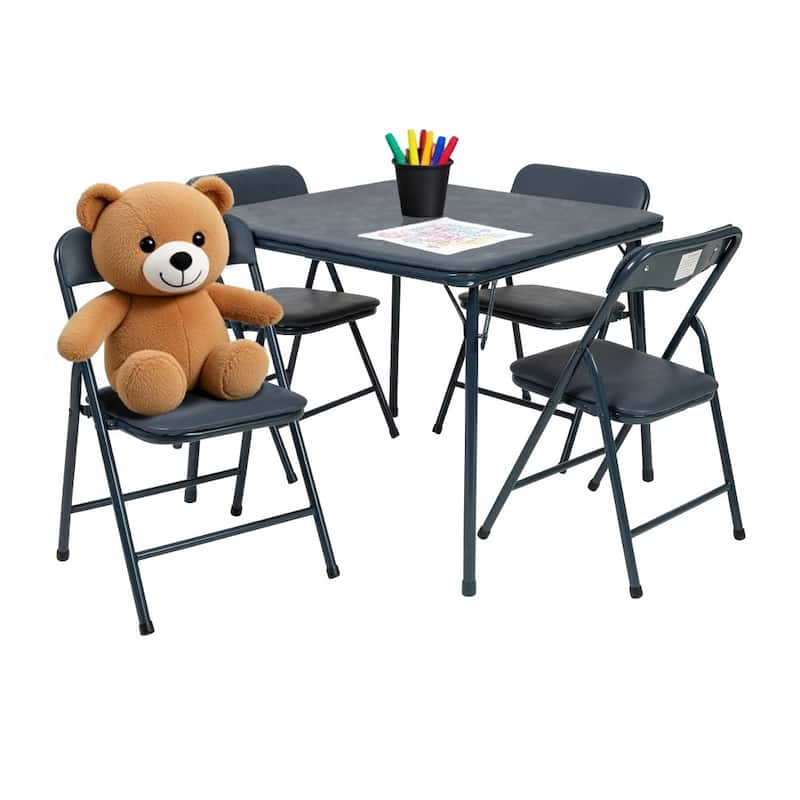 Kids 5-Piece Classroom Folding Table and Chairs Set - 2'0" x 1'8" x 2'0" Square