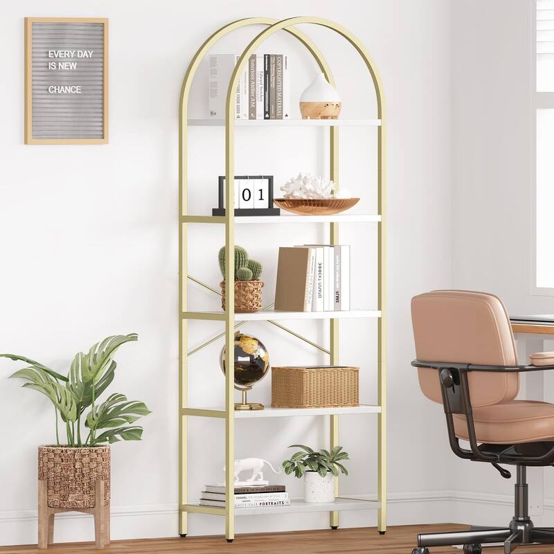 Bookshelf Tall Bookcase Arched Standing Bookshelves