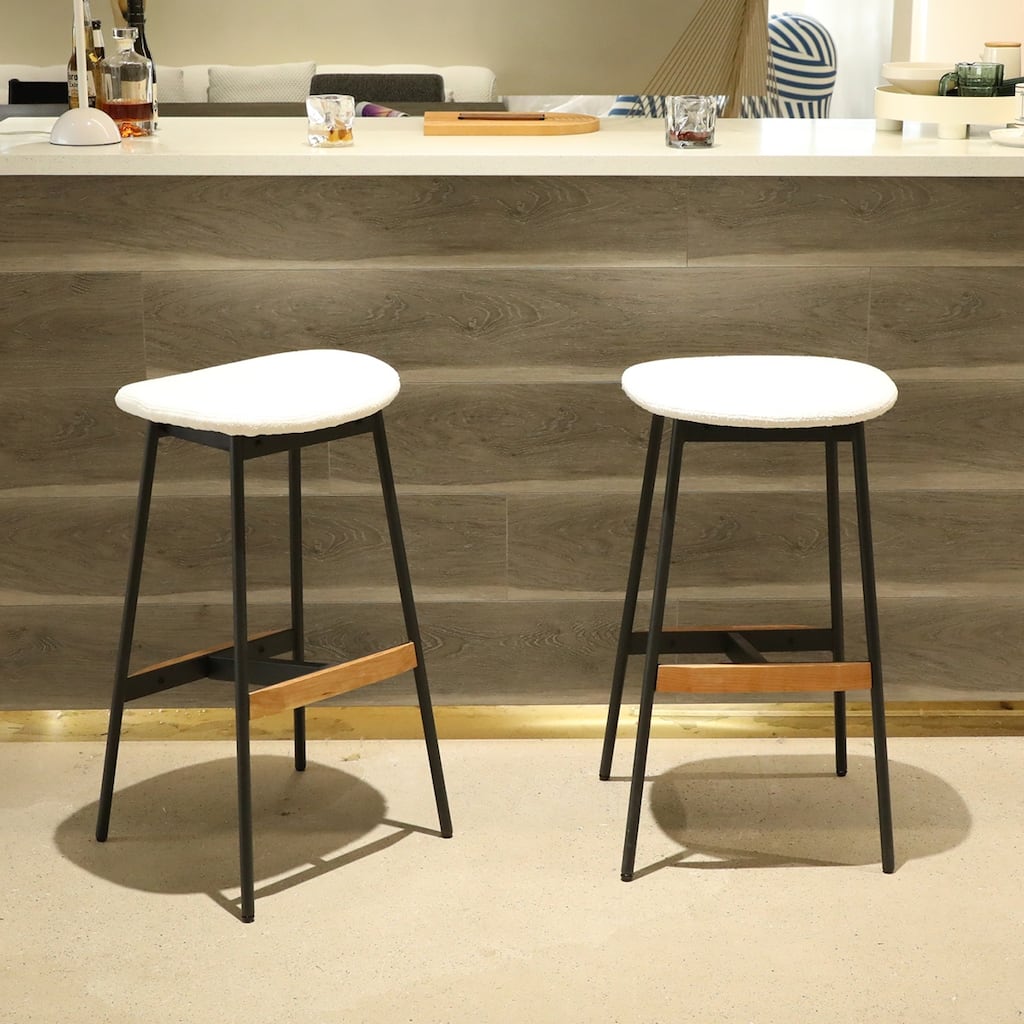 Bar Stools Counter Height Bar Stools Fabric Upholstered Bar Stools Backless Classic Bar Chair for Dining Room