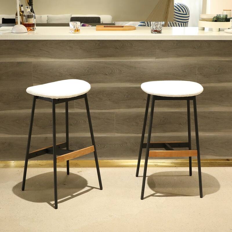 Set of 2 Modern Backless Upholstered Counter Bar Stools