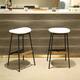 Set of 2 Soft Fabric Upholstered Counter Height Bar Stools