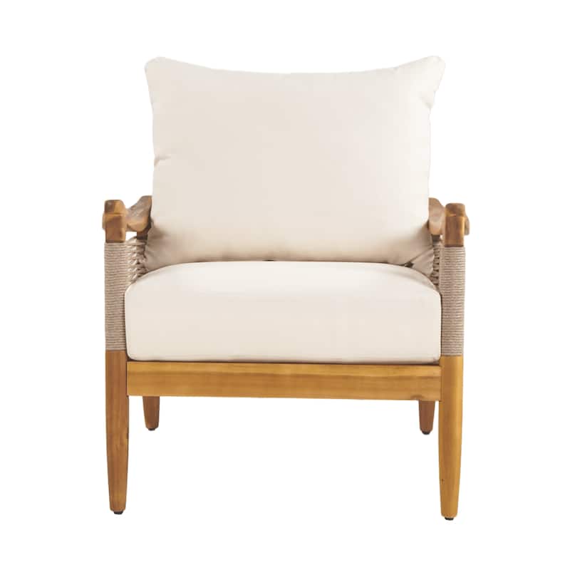 Christopher Knight Home - Riviera Acacia Wood Patio Club Chair with Woven Rope Accents
