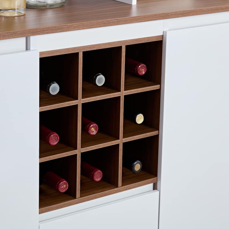 Farmhouse Coffee Bar Wine Cabinet ,68.9'' Kitchen Buffet Cabinet with Storage, Liquor Cabinet for Home & Dining Room